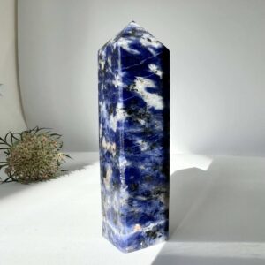 sodalite obelisk standing point home decor crystal healing NZ energy cleansing crystals chakra crystals NZ meditation stones spiritual gifts NZ aotearoa third eye visuddha