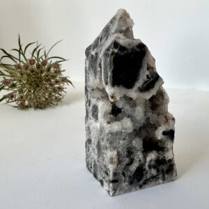 black agate druzy obelisk standing point home decor crystal healing NZ energy cleansing crystals chakra crystals NZ meditation stones spiritual gifts NZ Aotearoa