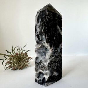 black agate druzy obelisk standing point home decor crystal healing NZ energy cleansing crystals chakra crystals NZ meditation stones spiritual gifts NZ Aotearoa