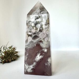 flower agate crystal obelisk standing point home decor crystal healing NZ energy cleansing crystals chakra crystals NZ meditation stones spiritual gifts NZ Aotearoa