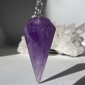 amethyst pendulum natural crystal healing NZ energy cleansing crystals chakra crystals NZ meditation stones spiritual gifts NZ Aotearoa silicon dioxide