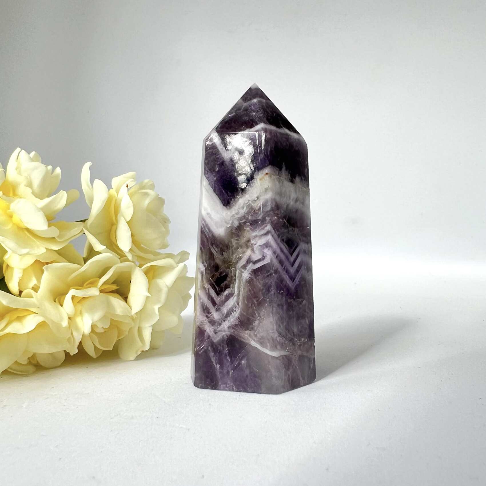 chevron amethyst tower natural mineral crystal healing NZ energy cleansing crystals chakra crystals NZ meditation stones spiritual gifts NZ Aotearoa