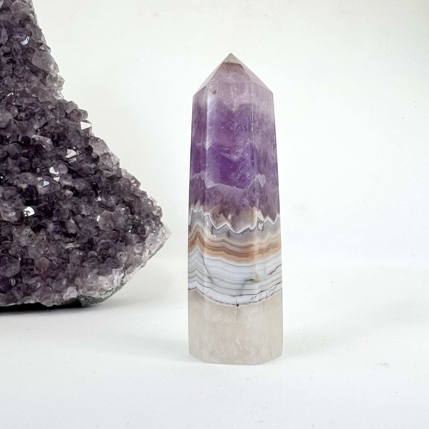 banded chevron amethyst tower natural mineral crystal healing NZ energy cleansing crystals chakra crystals NZ meditation stones spiritual gifts NZ Aotearoa